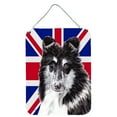 thumbnail image 1 of Black and White Collie with English Union Jack British Flag Wall or Door Hanging Prints, 1 of 2