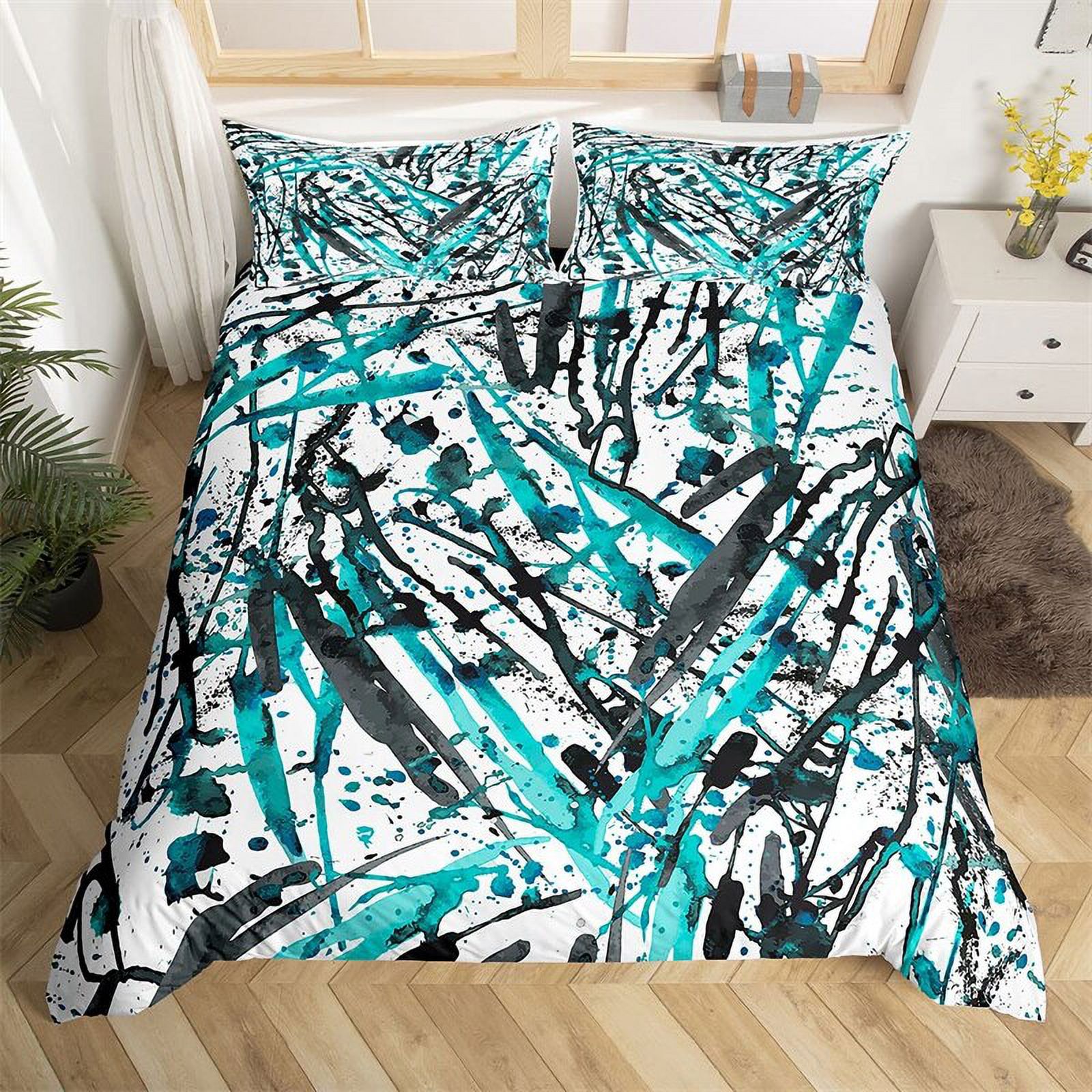 Black and White Colorful Grid Bedding Set Twin Size for Kids Boys