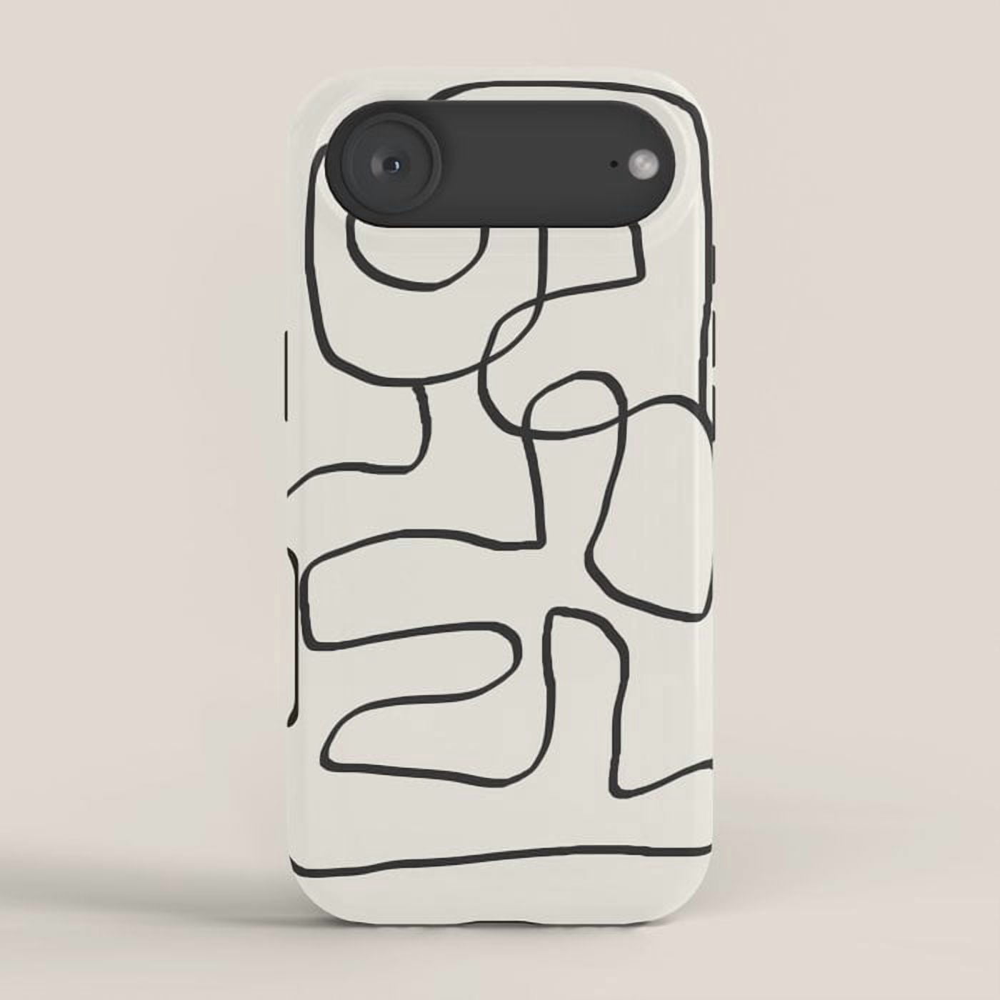 Black and White Continuous Line Geometric Tough Phone Case for Apple ...