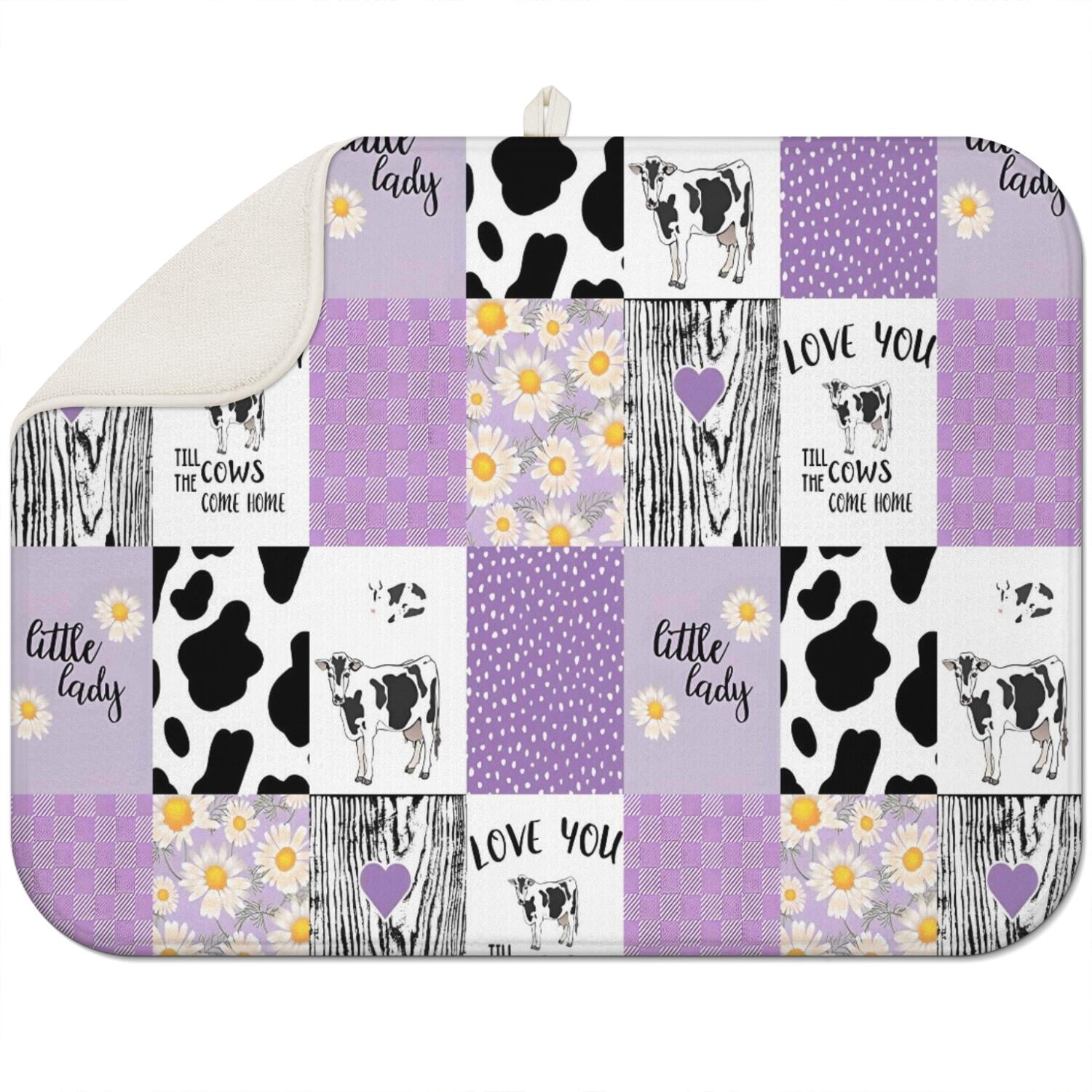 Black and White Cow Pattern Dish Drying Mat - Multipurpose Heat ...