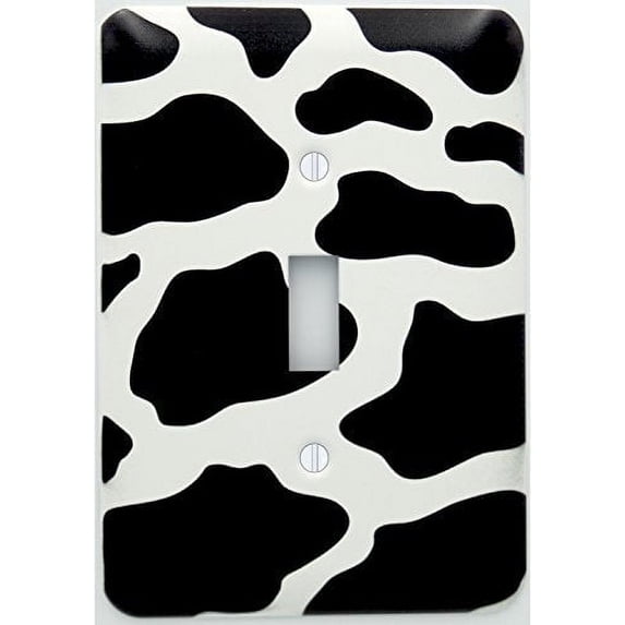 Black and White Cow Print Metal Light Switch Plate and Outlet Covers / Animal Pattern Spots Cow Nursery Wall Decor