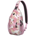 thumbnail image 1 of Black and White Cow Sling Backpack, Farmhouse Rustic Pattern Crossbody Bag with Cute Bull and Buffalo Print for Travel, 1 of 6