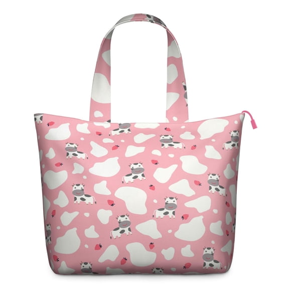 Black and White Cow Travel Duffel, Farmhouse Print Pattern Weekender Tote, Cute Bull Design Multipurpose Carry-on Bag