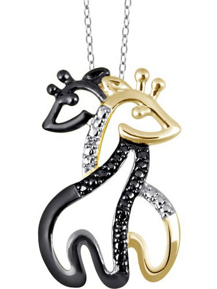 Black and White Diamond Accent Giraffe Pendant