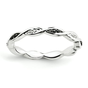 Black and White Diamond Sterling Silver Ring
