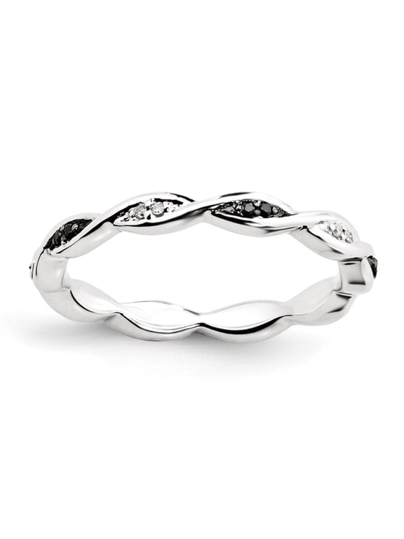 Black and White Diamond Sterling Silver Ring
