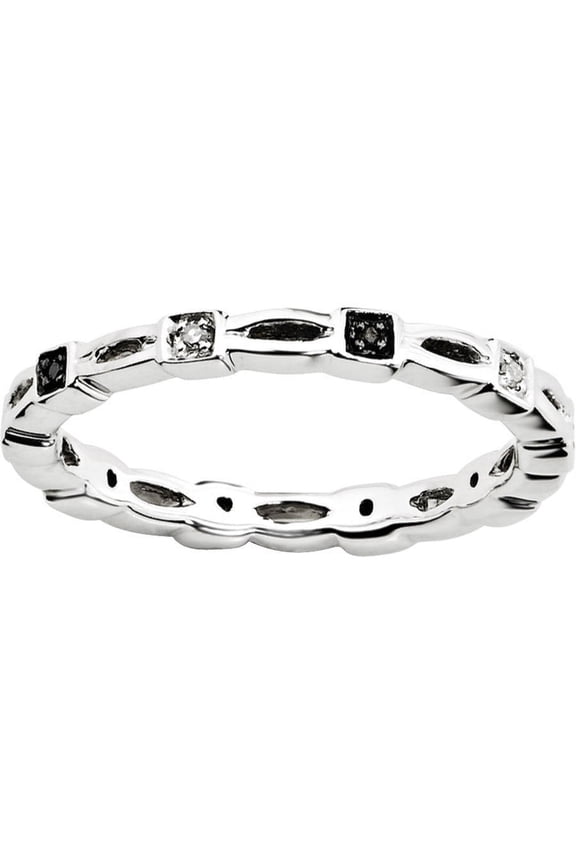 Black and White Diamond Sterling Silver Ring