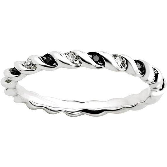 Black and White Diamond Sterling Silver Ring