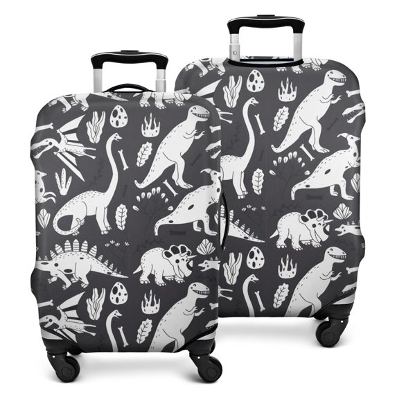 Black and White Dinosaur Pattern Luggage Cover Fashion Suitcase Cover Baggage Covers Fit 25-28 Inch Luggage (Go Travel)
