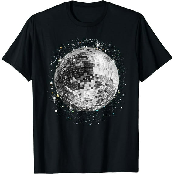 Black and White Disco Ball Club Retro T-Shirt
