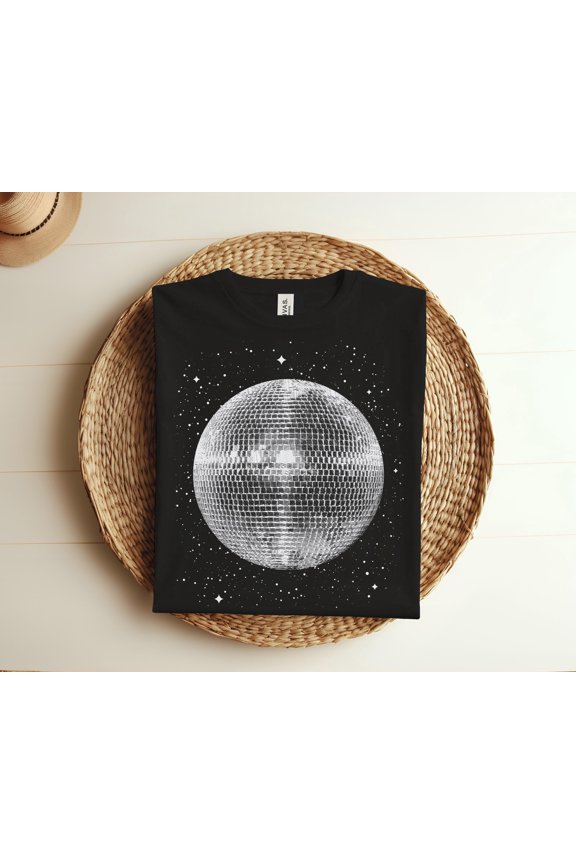 Black and White Disco Ball Club Vintage Retro T-Shirt, DJ Party Night Club Outfit Shirt, 80s 90s 1980s 1990s Disco Ball TShirt, Dance Gifts,