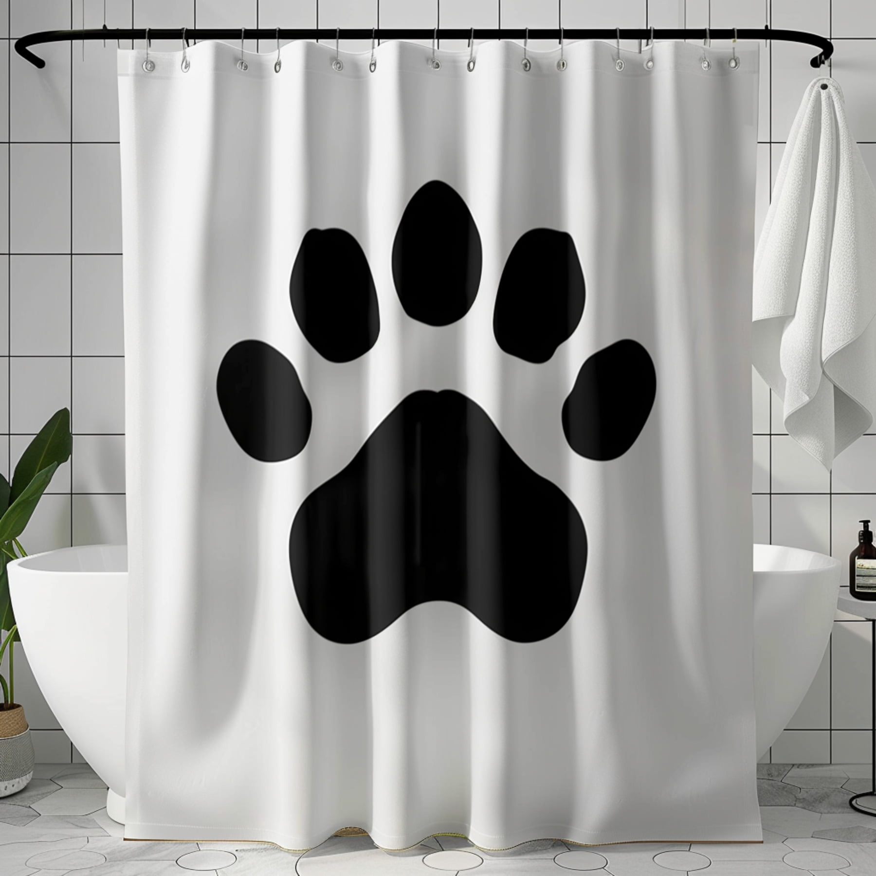 Funny Dogs Shower Curtain - Cute Puppy In Bathtub Fabric Bathroom Decor, 70x70 Inches