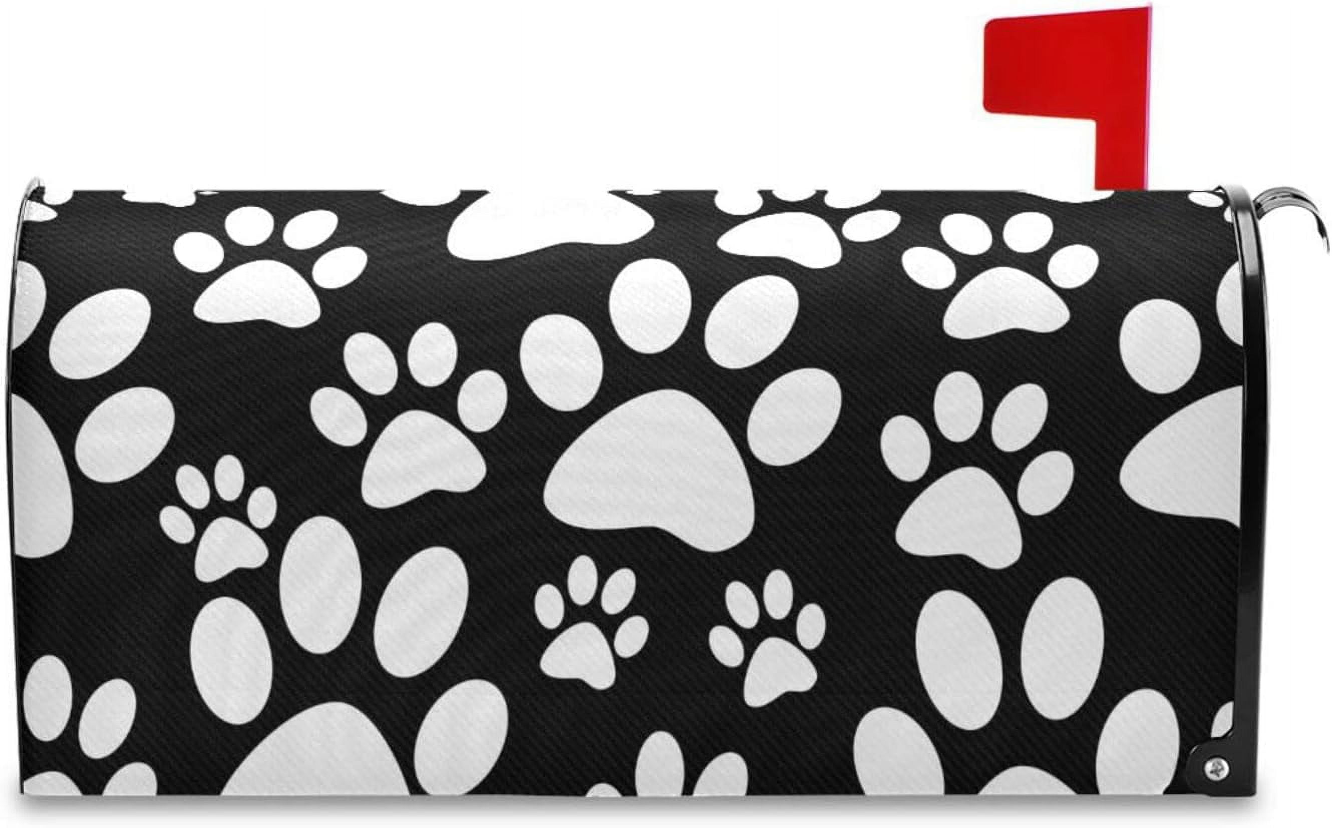 Black and White Dog Paw Prints Magnetic Mailbox Cover MailWraps Garden Yard Home Decor for Outside Oversized-25.4" x20.8"\u2026