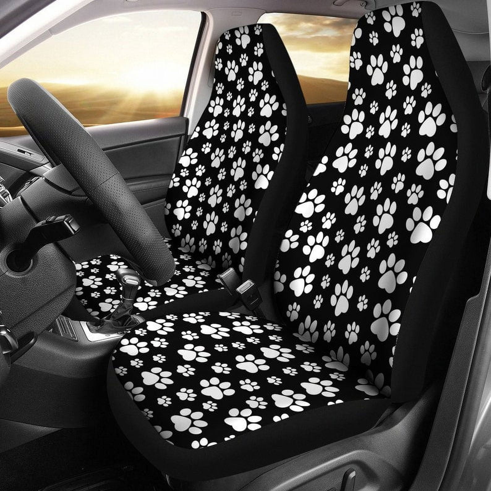 Black and White Dog Paws Car Seat Covers Universal Fit Seat