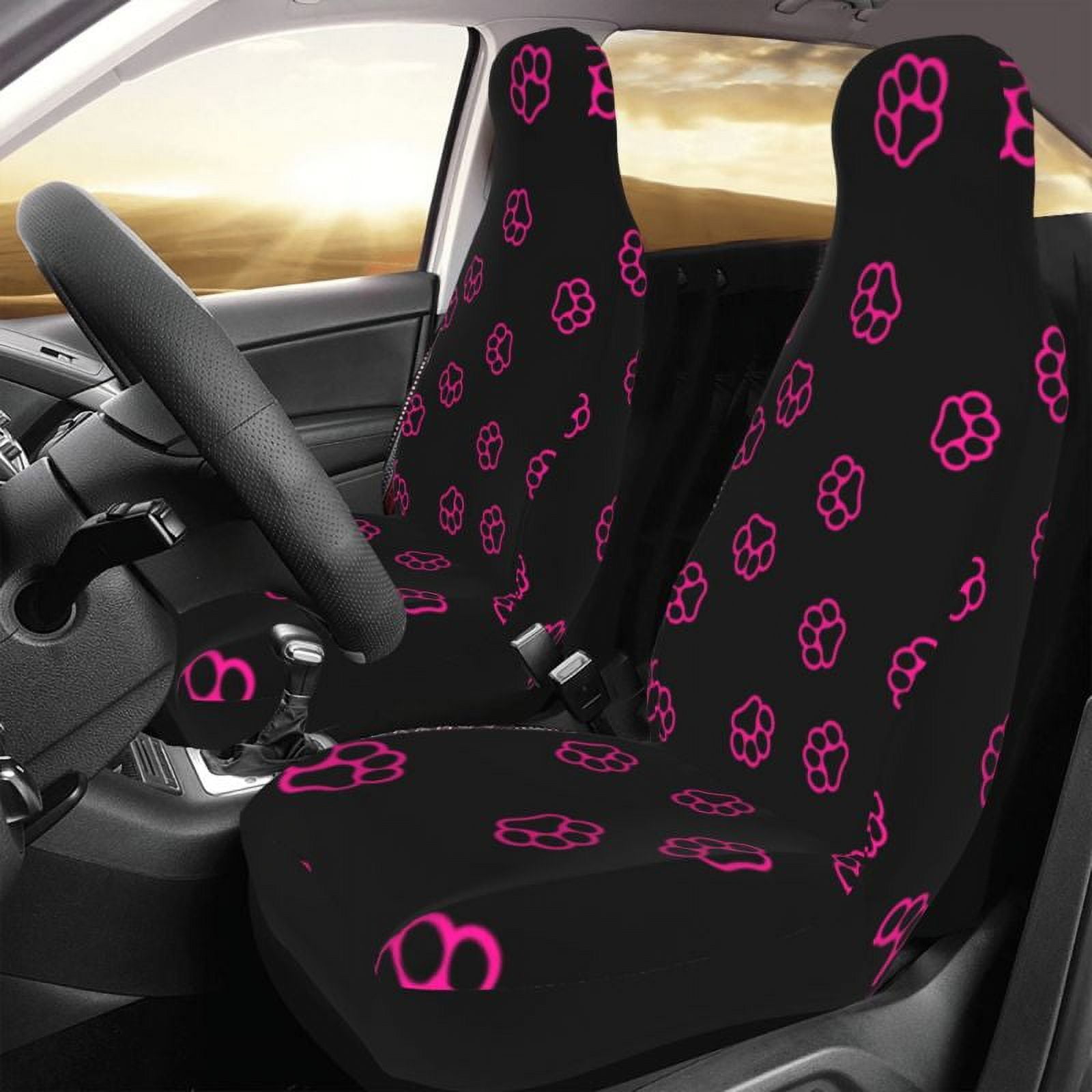 Black and White Dog Paws Car Seat Covers Universal Fit Seat