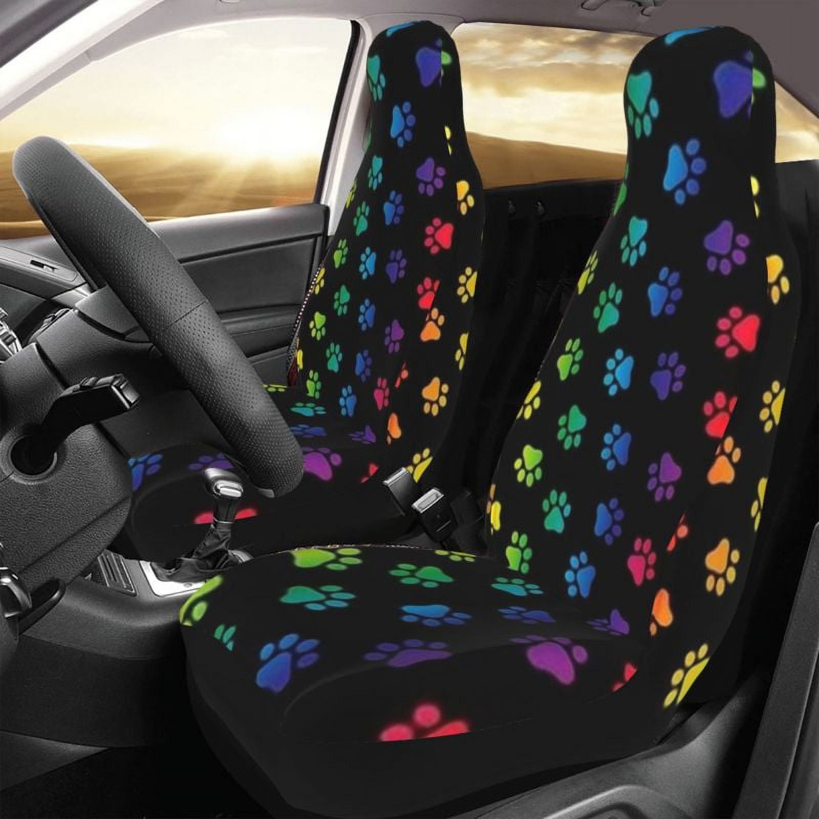 Black and White Dog Paws Car Seat Covers Universal Fit Seat