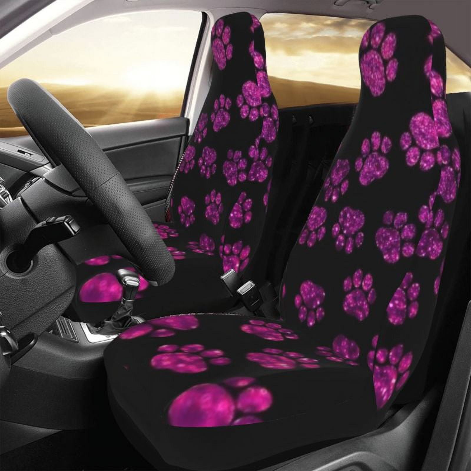 Black and White Dog Paws Car Seat Covers Universal Fit Seat