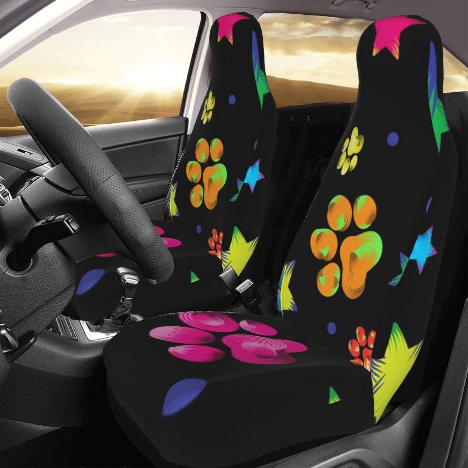 Black and White Dog Paws Car Seat Covers Universal Fit Seat