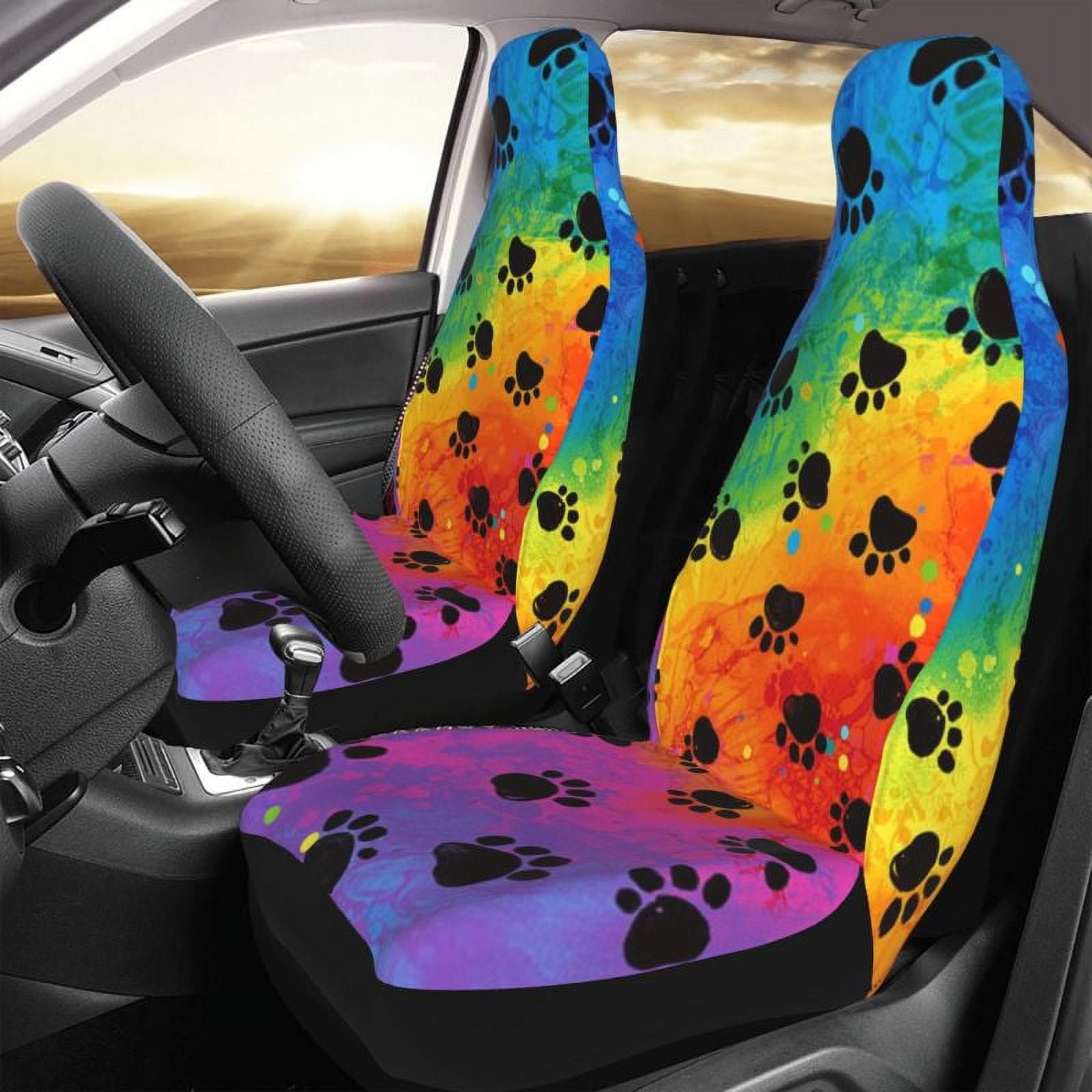 Black and White Dog Paws Car Seat Covers Universal Fit Seat