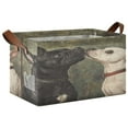 thumbnail image 1 of Black and White Dog Storage Basket Soccer Plaid Fabric Hoard Box Oversized Collapsible Closet Organizer with Metal Iron Frame 16.9×11.4×10in, 1 of 8