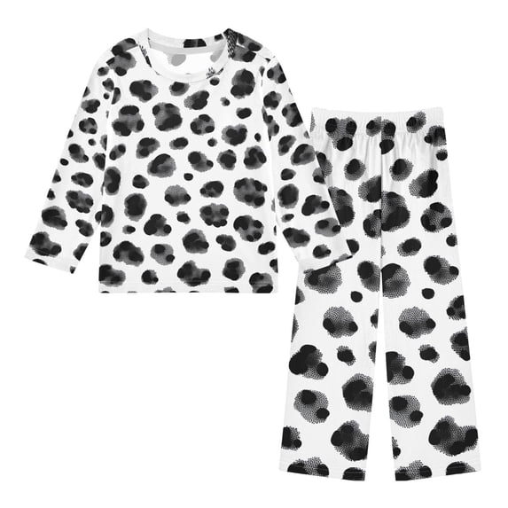 Autaum Patterns Black and White Dotted Pattern Pajama Set Soft Warm Cozy Fleece 2 Piece ...
