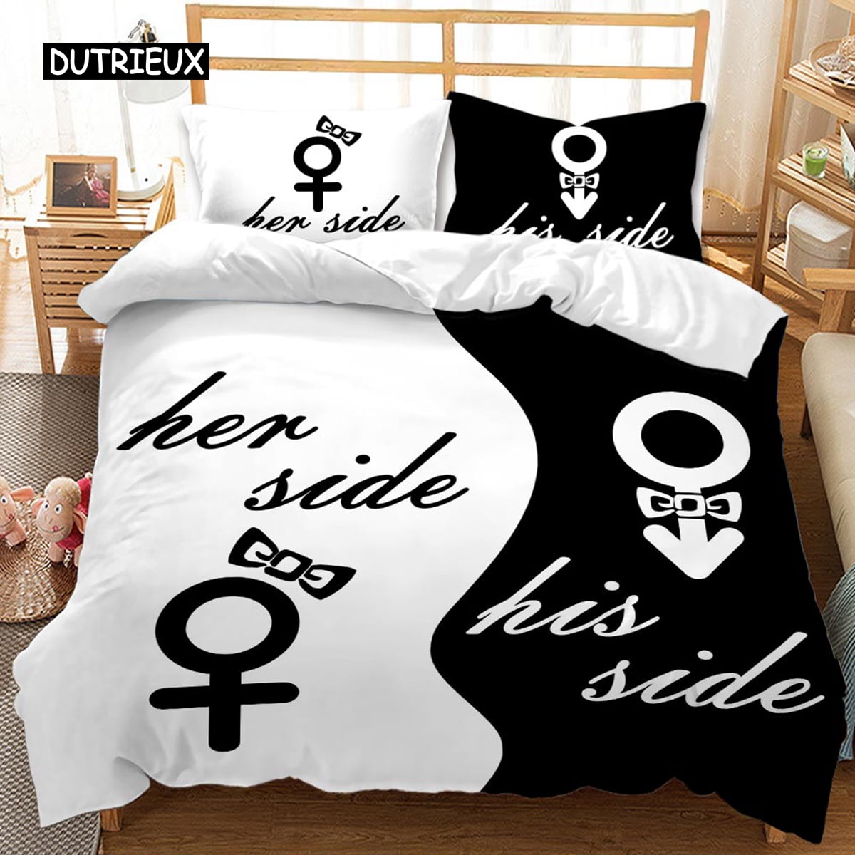 Black and White Duvet Cover Couple Black and White Twin Bedding Set Her