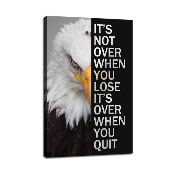 Black and White Eagle Canvas Art, Motivational Wall Art for Modern Office, Minimalist Inspirational Animal Print for Home Decor