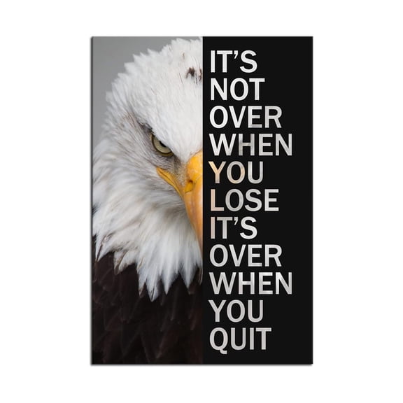 Black and White Eagle Canvas Art, Motivational Wall Art for Modern Office, Minimalist Inspirational Animal Print for Home Decor