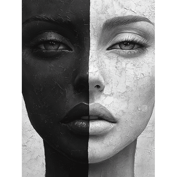 Black and White Face Canvas PaintingSuitable for Living RoomBedroomOfficeBathroomHallway Decoration.