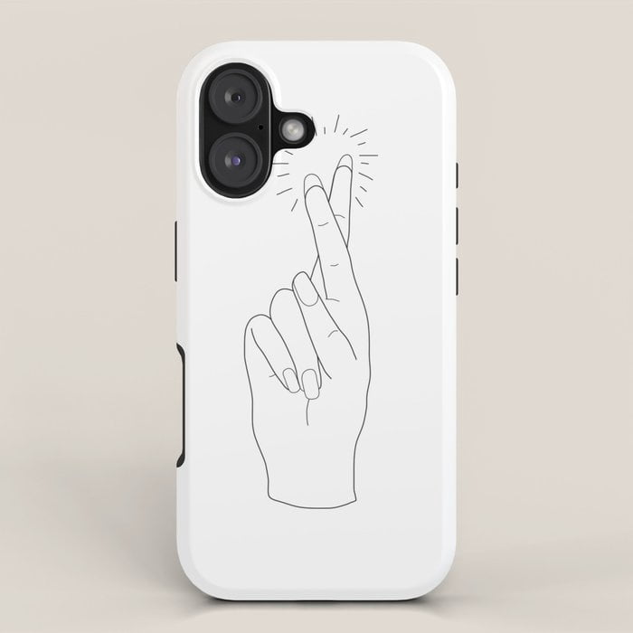 Black and White Finger Heart Hand Line Art Tough Case for Apple iPhone ...