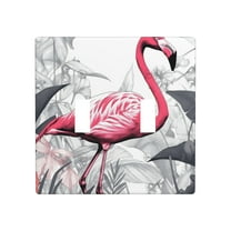 Black and White Flamingo Light Switch Cover Plates Single Toggle Wall Plate, Decorative 2-Gang Christmas Decor Lightswitch Cover