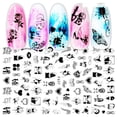 thumbnail image 1 of Black and White Flower Geometric Nail Sticker, 1 of 5
