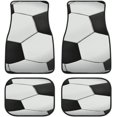 Black and White Football Pattern Collage Art Car Mats Front Rear 4