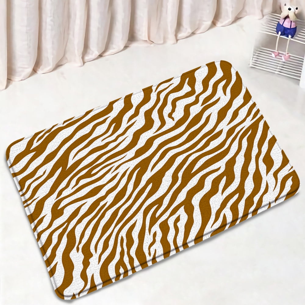 Black and White Geometric Bath Mat Set Leopard Zebra Print Modern