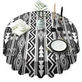 thumbnail image 1 of Black and White Geometric Boho Pattern Round Tablecloth 60"x60",Wrinkle Wipeable Table Cloth for Kitchen Dining Room Picnic Patio Party, 1 of 6