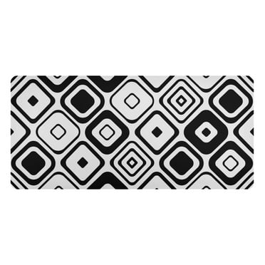 Black and White Geometric Desk Mats Large Mouse Pad Long Keyboard Computer Rubber Base Non-Slip Mats Accessories Decor for Office Home 16.5"x35.4"