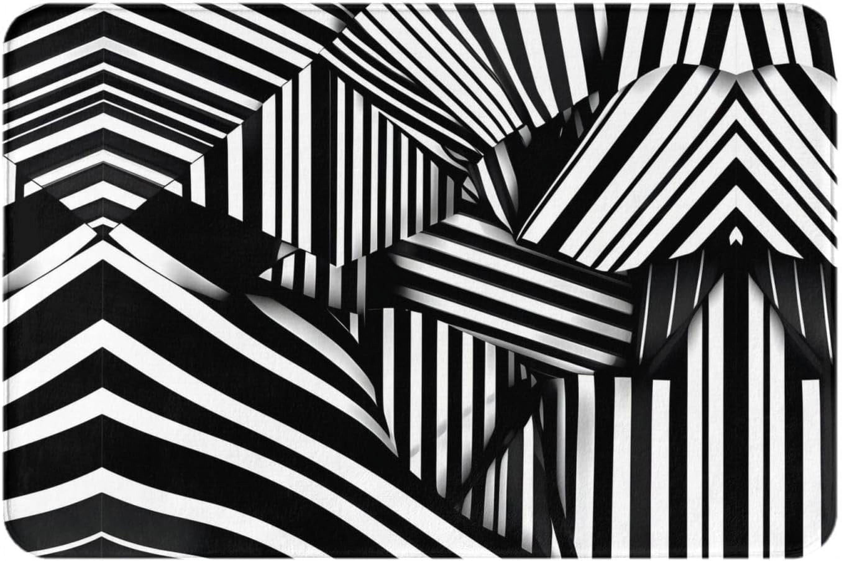 Black and White Geometric Lines Durable Indoor Door Mat Funny Doormat