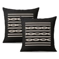 thumbnail image 1 of Black and White Geometric Lines Of Borders Decor Throw Pillow Covers 16"x16", Set Of 2, Linen Study Sofa Cushion Cover Indoor Living Room Home Decor, 1 of 7