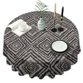 thumbnail image 1 of Black and White Geometric Pattern Round Tablecloth 60"x60",Wrinkle Wipeable Table Cloth for Kitchen Dining Room Picnic Patio Party, 1 of 6