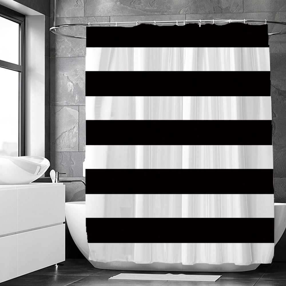Black and White Geometric Pattern Shower Curtains Waterproof Fabric ...