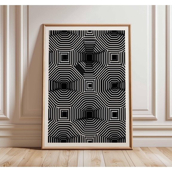 Black and White Geometric Poster Modern Optical Illusion Wall Art Abstract Line Pattern Pr
