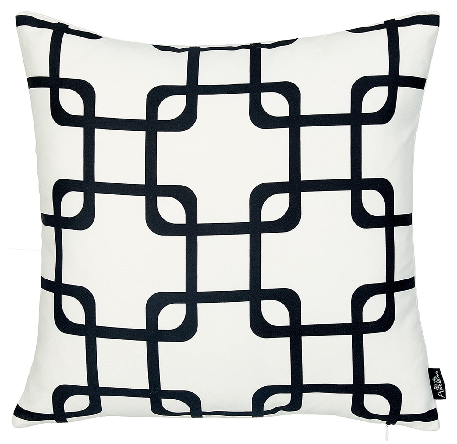 GeoSquares 18" Black and White Polyester Throw Pillow Cover