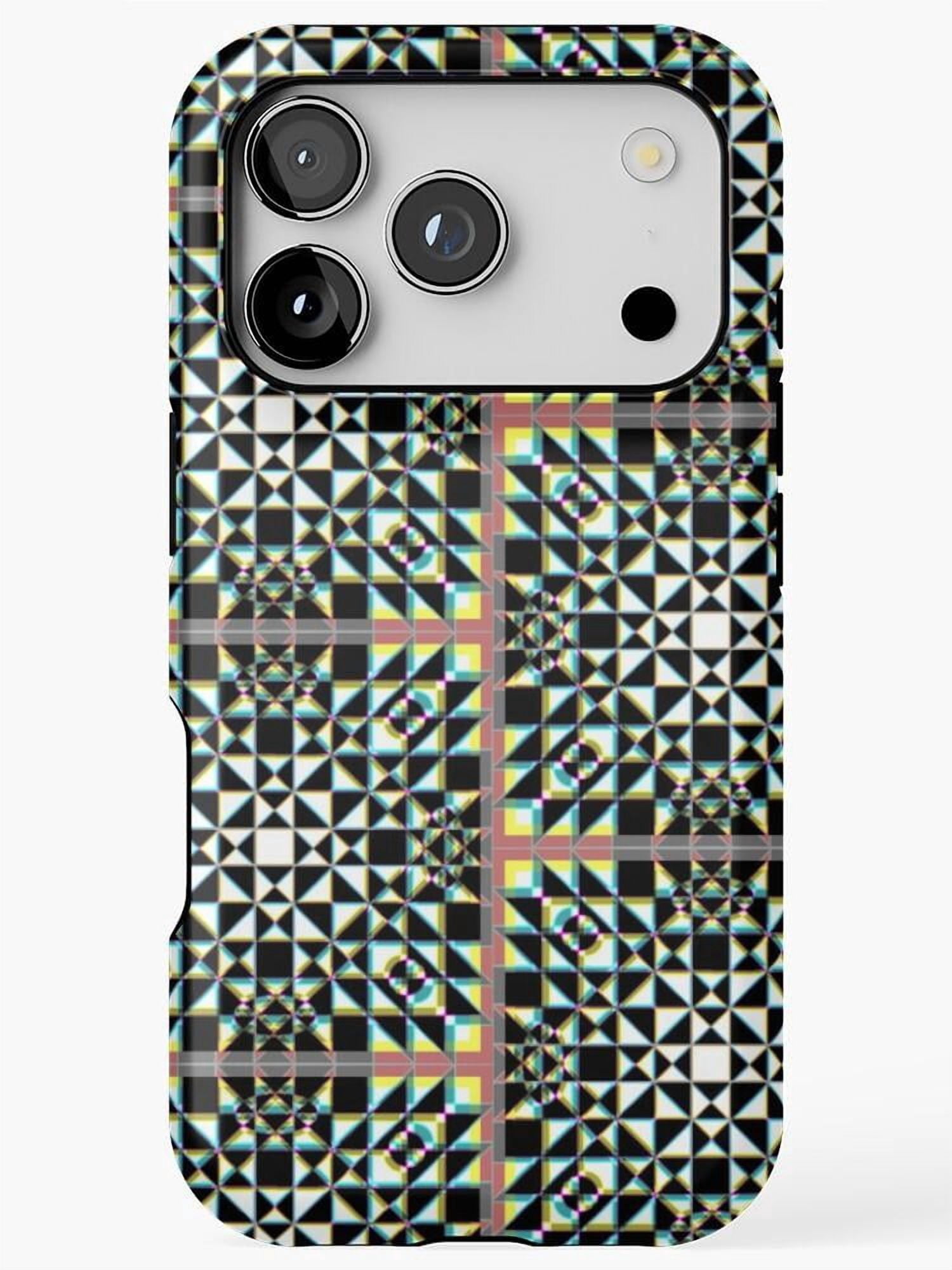 Traingular Graph Black and White Geometric Triangle Grid Tough Case for Apple iPhone ...