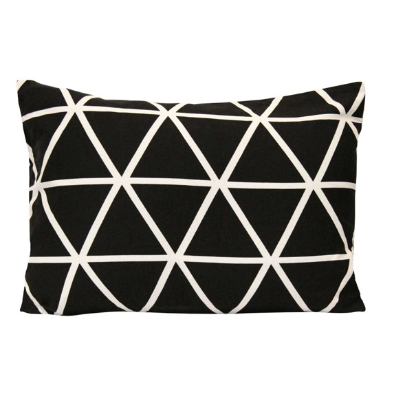 Black and White Geometric Triangles Lumbar Pillow