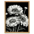 thumbnail image 1 of Black and White Gerbera Flowers Dark Illustration Art Print Framed Poster Wall Decor 12x16 inch, 1 of 5