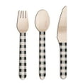 thumbnail image 1 of Black and White Gingham Wooden Assorted Cutlery, 24 Count by Way to Celebrate, 1 of 5