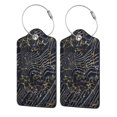 thumbnail image 1 of Black and White Gold Foil Marble Luggage Tags for Suitcase PU Privacy Cover ID Label Address Card 1 PC with Stainless Steel Loop, 1 of 5