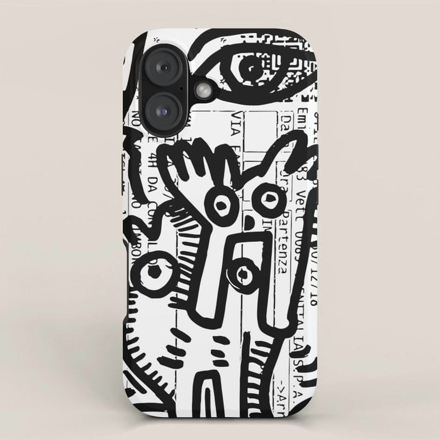 Black and White Graffiti Faces Tough Phone Case for Apple iPhone ...