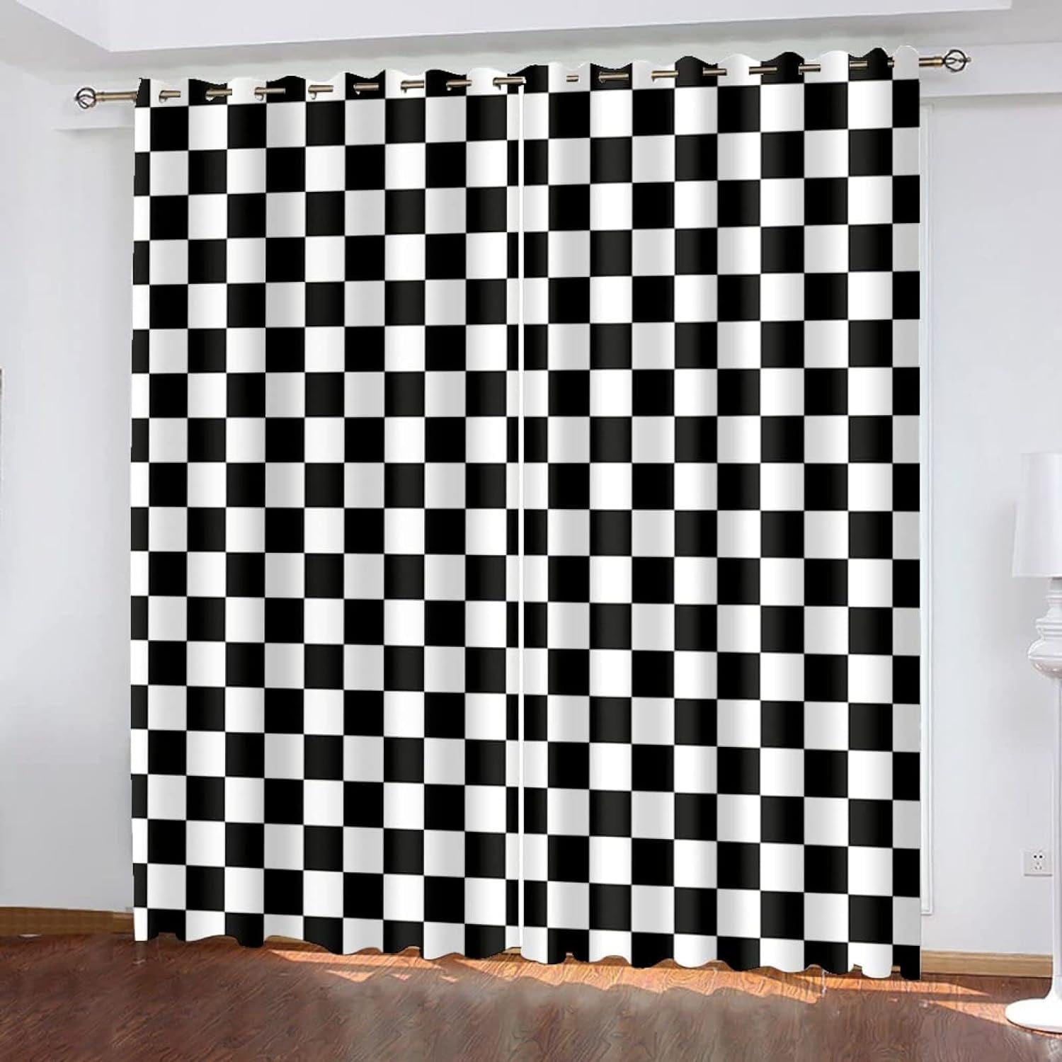 Black and White Grid Blackout Pattern,Checkered Flag Racing 3D 2 Panels ...