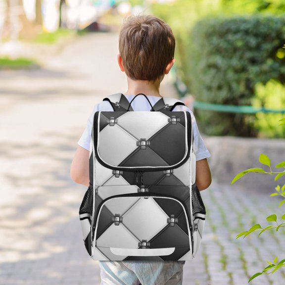 Black and White Grids Backpack Big Laptop Backpack Casual Daypack Quilted Large Capacity Large Bookbags